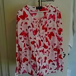 Butterfly chiffon long sleeve lightweight blouse